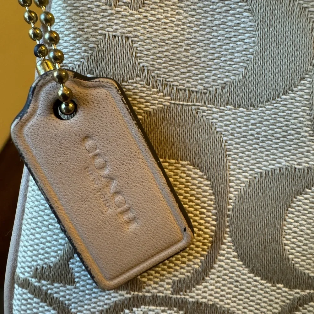 Coach Signature‎ Wristlet Aqua Coated Canvas 6x4” A